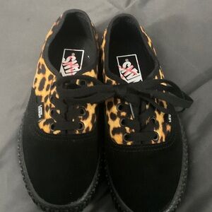 Vans Black and Leopard Print Sneakers